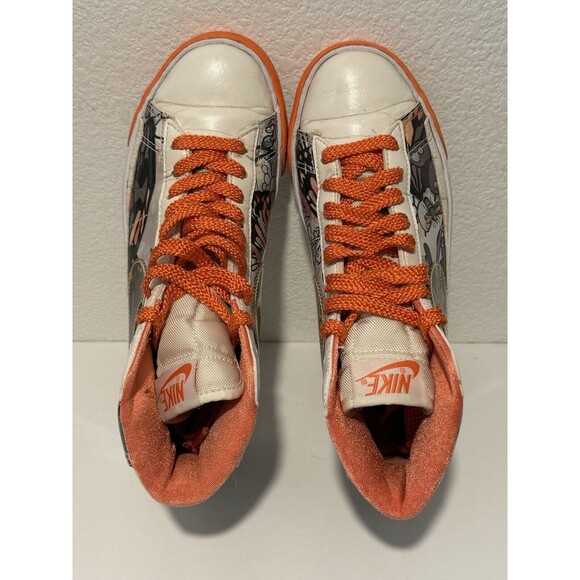 NIKE Womens Blazer High Size 7 White Orange 2009 Art Design Pattern 317808-115 - Picture 10 of 15